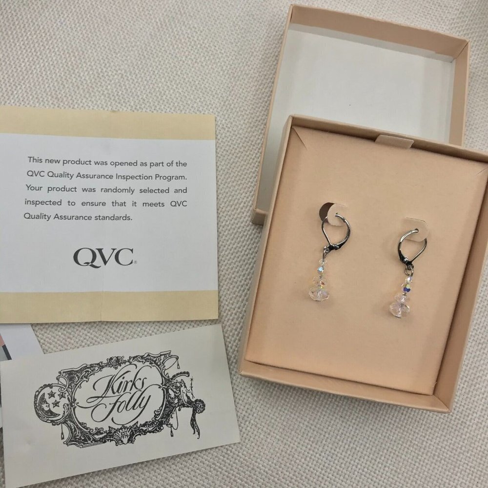 Authentic Kirks Folly Simulated Diamond 925 Sterling Silver Dangle Earrings - Picture 6 of 8